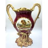 H&R Daniel Rococo Maroon Vase 29cm tall in good condition