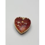 A Rare Faberge Limited Edition Gold and Red Guilloche Enamel heart Pendant, clear marking for