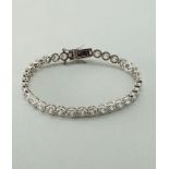 Sterling Silver Bracelet with CZ stones, weight 15.3g and 7.5" long approx (ecn298)