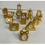 Ten Novelty Miniature Quartz Clocks, all under 7cm tall (10)