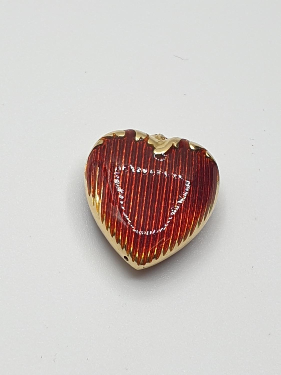 A Rare Faberge Limited Edition Gold and Red Guilloche Enamel heart Pendant, clear marking for - Image 4 of 4