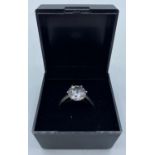Stone set Silver Ring with large clear Zirconia solitaire in hexagonal form, band marked 925 DQCZ