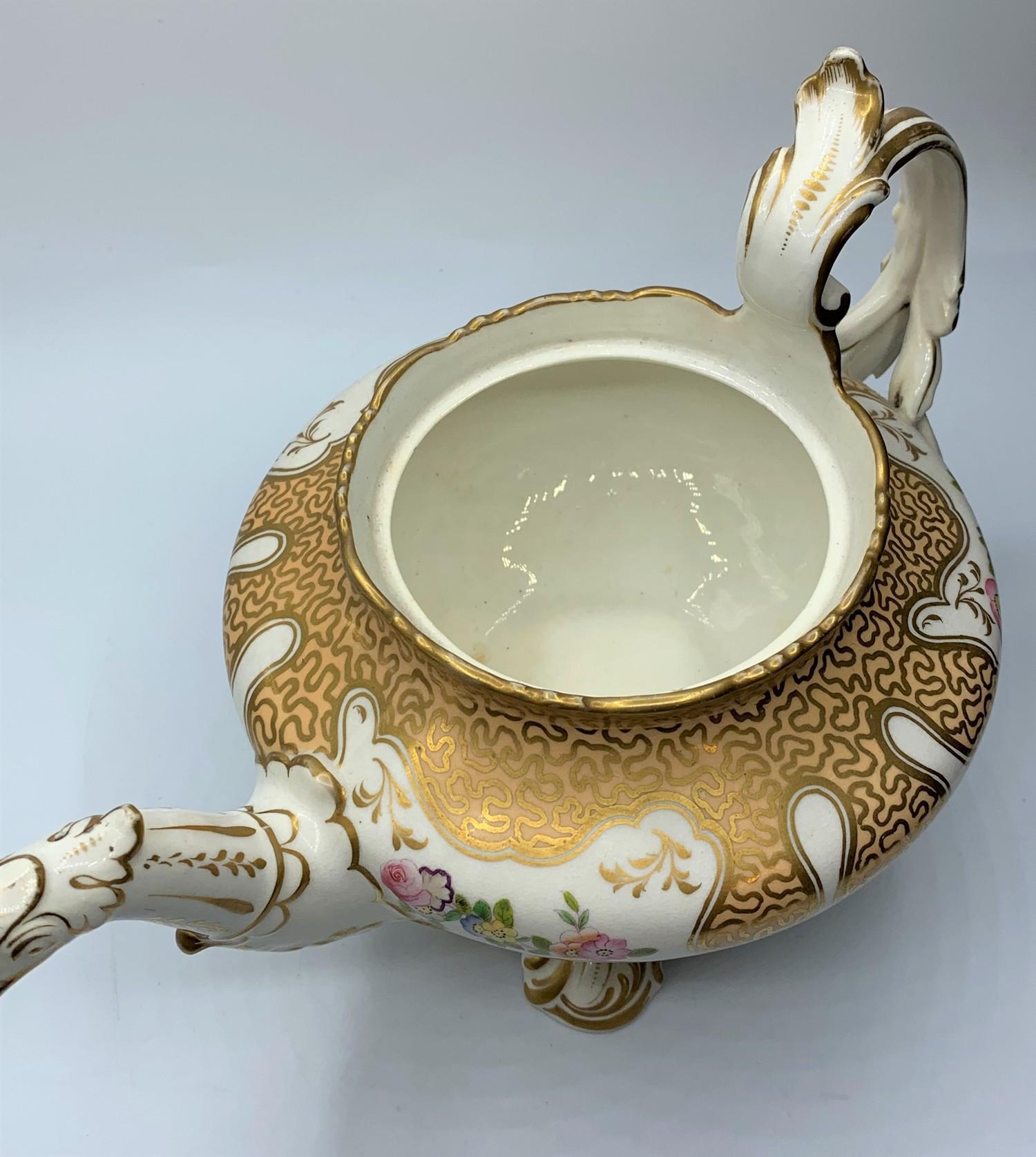 H&R Daniel Ornate Tea pot with dragon head spout and slanting rose on the lid in good condition - Image 9 of 9