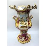 H&R Daniel Cranberry Urn in a Baroque style circa 1840, one small hairline crack visible under the