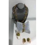 18K Yellow Gold Jewellery Set with Chrysolite to include Necklace (16" long, 13mm width),