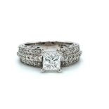 18K White Gold Diamond Ring (1cts Princess cut D/VS1, GIA Certified) size I/J and weight 6.26g