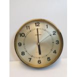 Vintage 1984 brass cased Junghans Quartz Wall Clock model no. 367 6000 , W27cm