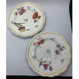 A pair of H&R Daniel ribbed shape plates with floral design.