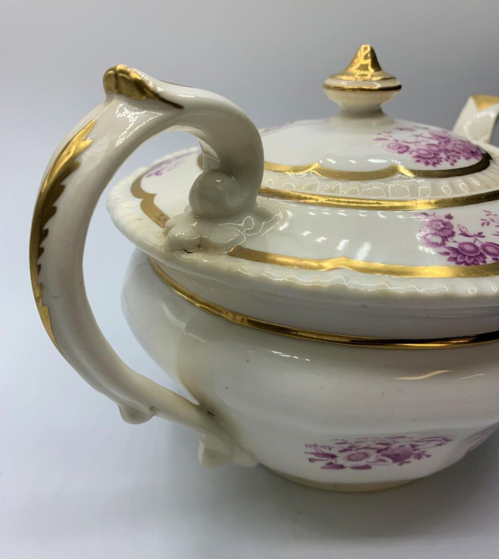 H&R Daniel Etruscan shape tea pot with 2 small glaze hairline cracks inside. - Image 5 of 8