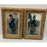 2x F.Alarcon Oil Paintings circa 1900 in ornate gilt frames, 48 x 32cm (2)