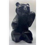 Carved wooden black bear, 22cm tall and 1kg approx