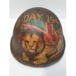 WW2 British 1944 ?Turtle? D-Day Helmet with post War Memorial painting