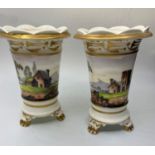 Pair of Daniel 3 footed vases, some age related wear, 13cm tall (2)