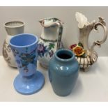 5x assorted Large Jugs to include 2 M&C vases, a Capodimonte, a Victorian footed and a Buchan of