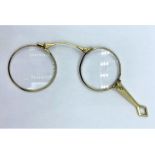 Vintage Lorgnette folding Glasses set in 14ct Gold frame.