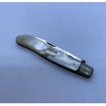 Silver Bladed Pen Knife Having Clear Hallmark for Sheffield 1922. Hair Line Crack on One Side Next