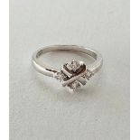 9K White Gold Ring with 0.20cts Diamonds, weight 2.9g and size N (ecn700)