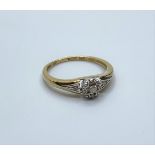 9ct gold ring with small diamond centre stone, weight 1.37g and size L