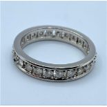 18CT WHITE GOLD DIAMOND FULL BAND/ETERNITY RING, SIZE I, WEIGHT 3.1G AND 0.50CT APPROX DIAMONDS