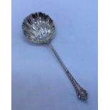 Antique Silver Sifting Spoon Having Pierced Bowl in Shell Form. Clear Hallmark Showing James
