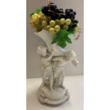 Large Ceramic statue of 2 cherubs holding the horn of plenty to include the plastic grapes, 32cm