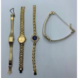 Selection of 4x gold plated Ladies watches various makers (4)