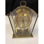 Schatz Sohne #59 German 8-Day Brass Skeleton Carriage Clock. With floral numeral dial, open