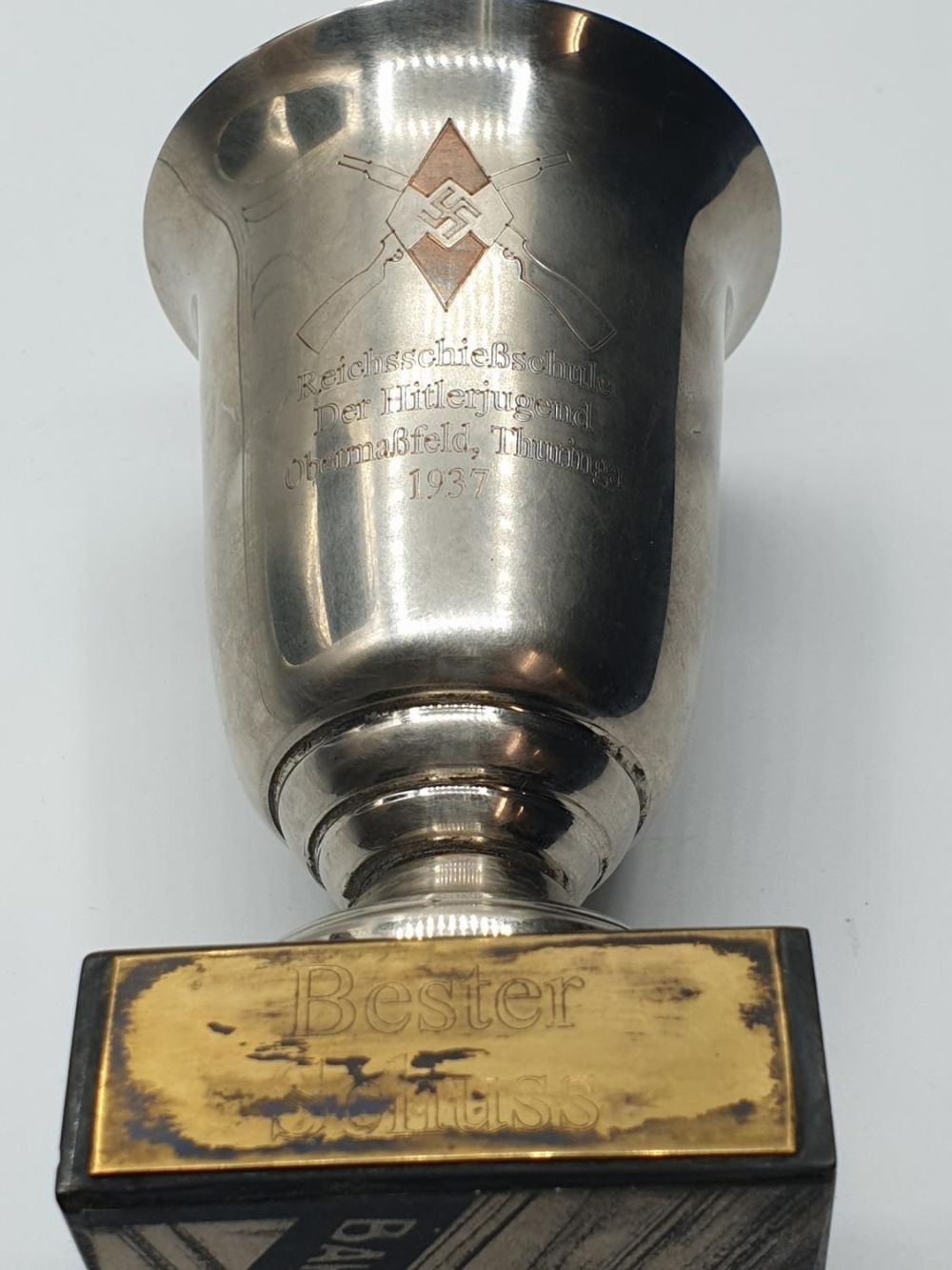 WW2 German Hitler Youth Shooting Camp Trophy Dated 1937. ?Best Shot? - Image 2 of 5