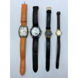 4x leather strapped Watches various makers (4)