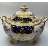 H&R Daniel second gadroon shape sugar box pattern no 4066, crack on lid and on bowl base