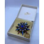 Swarovski Brooch with Coloured Stones and Labelled 'Marine' 5x5cm approx.