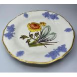 Davenport plate with floral centre and raised blue grape outer design, some rub on gilt work