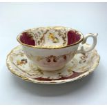 H&R Daniel Shrewsbury Shape Maroon Cup and Saucer, Some Age Related Marks.