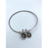 Silver Bangle with 2 Charms 8g