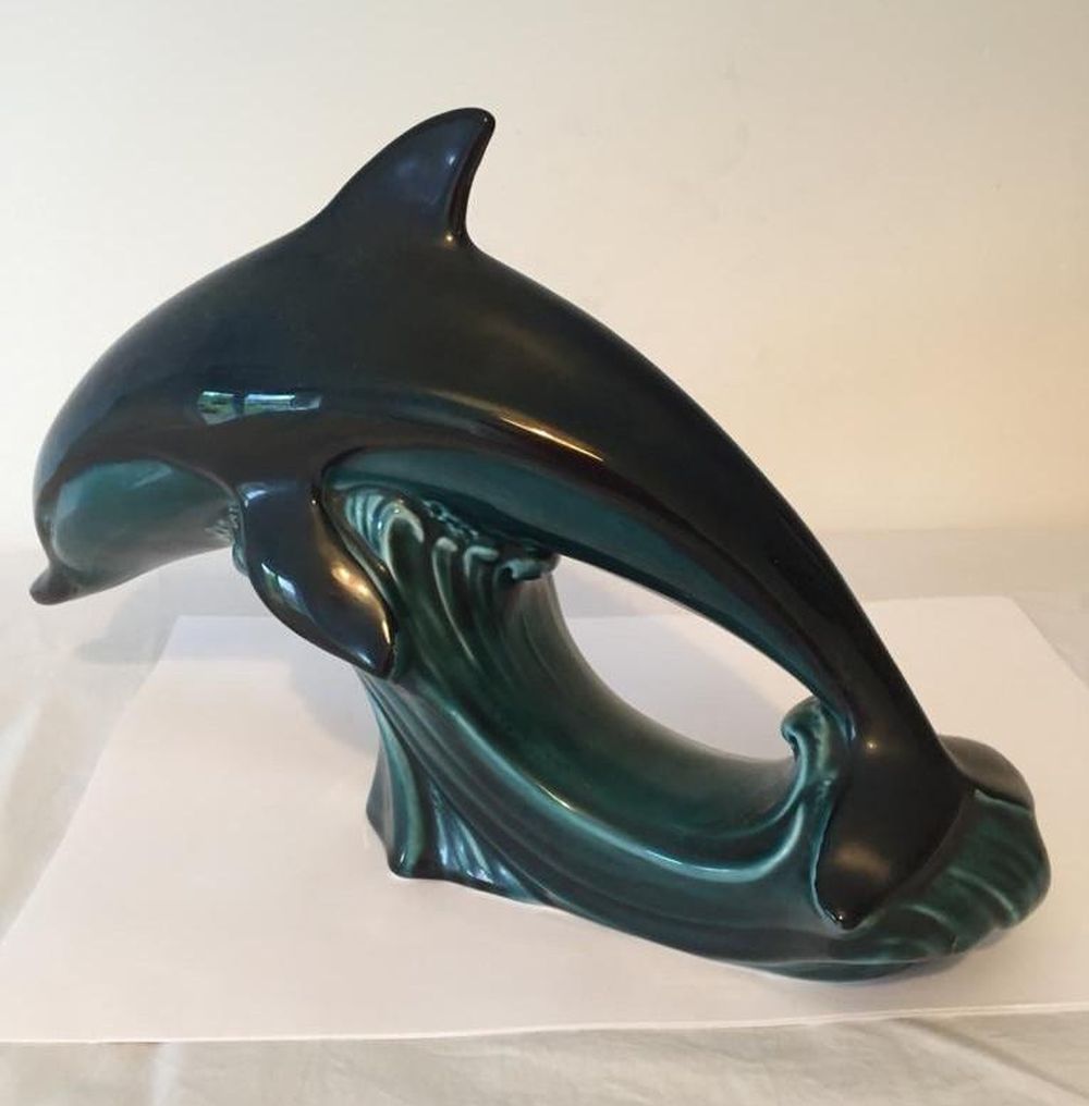 Diving Dolphin from the Poole Pottery, deep blue colour with a clear 'Poole' stamp on the underside, - Image 2 of 3