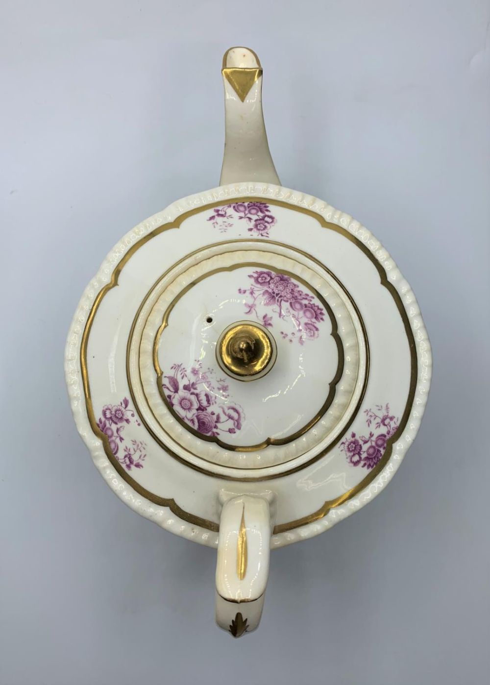 H&R Daniel Etruscan shape tea pot with 2 small glaze hairline cracks inside. - Image 8 of 8
