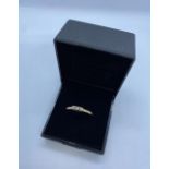 18ct French Gold & Diamond Ring. Having 3 Small Claw Set Diamonds, 1.8g, Size P.