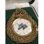 Antique Gilt Silver Suffragette Pocket Watch with box and chain unusual hallmark, case 41mm diameter