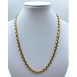 18ct yellow and white Gold designer Necklace, weight 44.7g and 42cm long