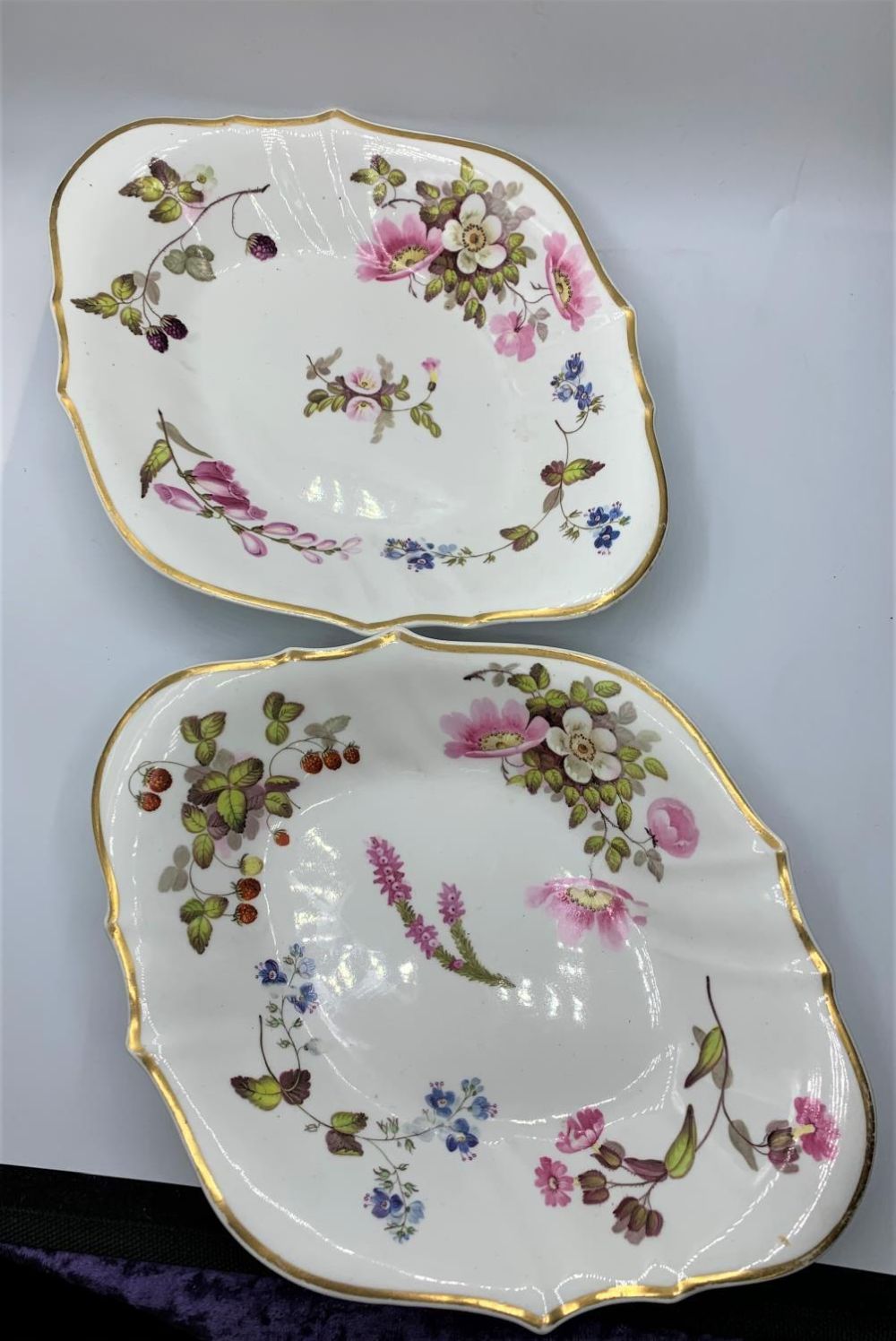 A pair of H&R Daniel cusped shape serving dishes. A few marks from use.