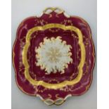 Daniel Acanthus Base Shape Maroon Serving Dish in Fair Condition.