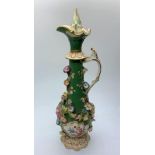 H&R Daniel Scent Bottle with Applied Flowers. 27cm Tall in Good Condition.