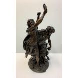 Patinated Antique French Bronze sculpture from the Bacchanalia group after Clodion, signed on the