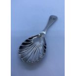 Antique Silver Caddy Spoon Having Bowl in Shell Form Good Clear Hallmark for James Swann, Birmingham