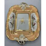 H&R Daniel Rococo Scroll Shape Square Serving Dish with Pheasant Design.