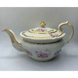 H&R Daniel Etruscan shape tea pot with 2 small glaze hairline cracks inside.