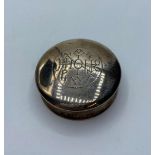 A Greek silver and internally gilded box (pill box?) 48x48x18mm, with a mystic message in Greek