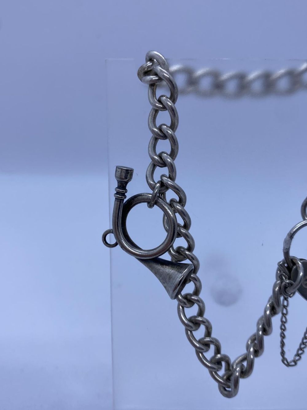 Silver Bracelet with Bugle Charm & Heart Padlock, 17.6g, 18cms. - Image 2 of 4