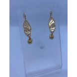 18ct Gold Earrings with Encrusted Diamonds and Pearls.