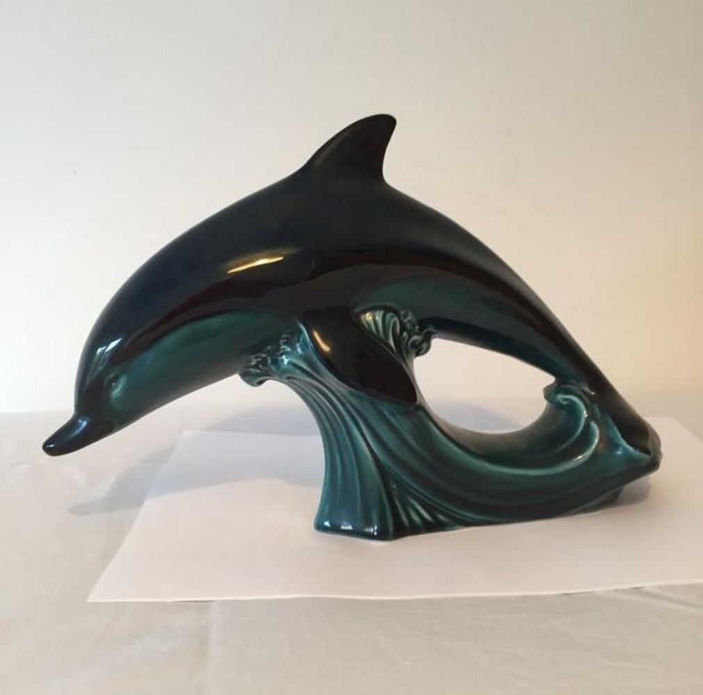 Diving Dolphin from the Poole Pottery, deep blue colour with a clear 'Poole' stamp on the underside,